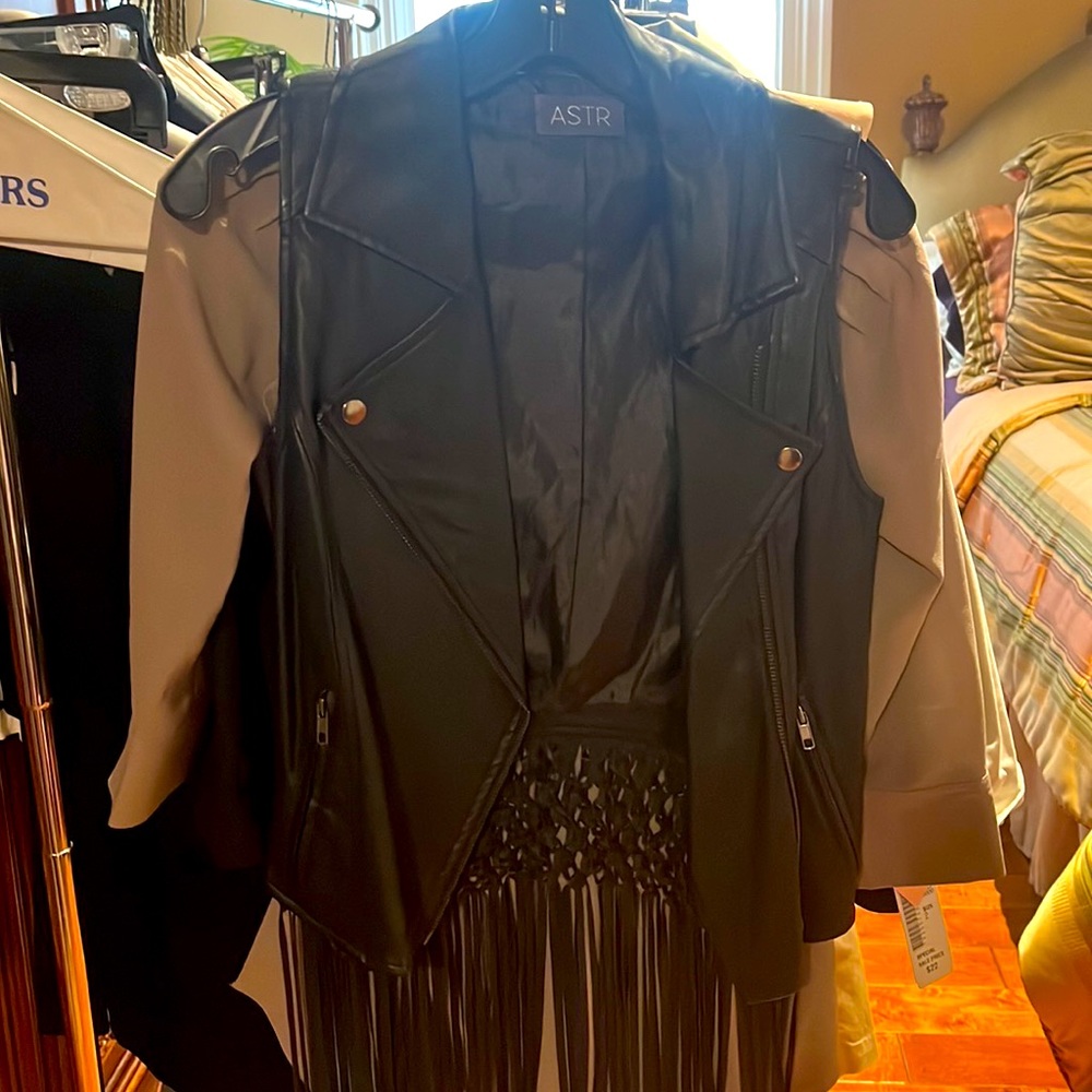 Black faux leather vest from Nordstrom